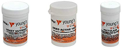 Young's Brewing Set of 3 - 100g yeast nutrient & Multi Purpose Dried Active Yeast & Nutrients Pectolase