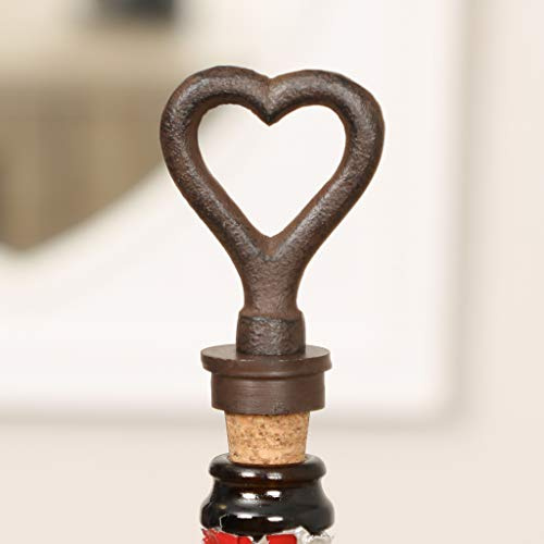 Cast Iron Bottle Stopper Cork with Heart Design (Y126) | Bottle Stopper, Wine Cork, Love Heart, Cast Iron, Recycled Metal