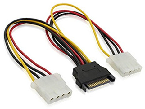 Aukson J33 SATA zu IDE Stromkabel – 15-Pin auf 2x 4-Pin Molex Adapter, 20 cm Länge, SATA auf IDE Konverter für IDE Festplatten und Laufwerke