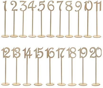Youngine Nummer 1 bis 20 Holztisch Zahlen mit Halter Basis für Hochzeitsbankett Party Table Home Geburtstag Dekoration (Hoch)