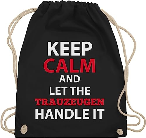 Turnbeutel Rucksack - JGA Junggesellenabschied Männer - Keep Calm Trauzeuge - Unisize - Schwarz - geschenk für den trauzeugen polter rucksäcke jungesellenabschied beutel outfit jungesselnabschied