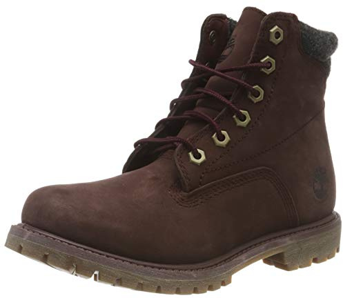 Timberland Waterville 6 inch Basic Waterproof, Stivali Stringati Donna, Burgundy Nubuck, 38 EU