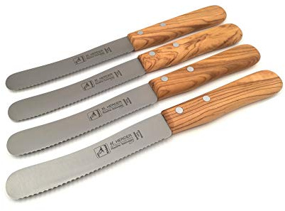 H. Herder 4 Solingen Buckelsmesser Frühstücksmesser 22cm Wellenschliff - 1,5mm stark rostfrei Olive