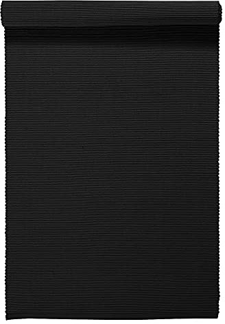 LINUM Uni Dekoratives Tischläufer für Esstisch 45x150 cm, 100% Gerippte Baumwolle, Maschinenwaschbar, Schwarz