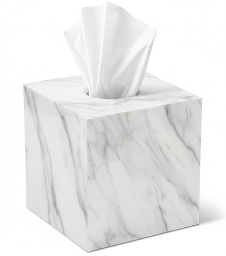 Taschentuchbox-Abdeckungshalter, quadratisch, Marmor, für Badezimmer, Schminktisch, Nachttisch, Schlafzimmer, Wohnzimmer, dekorative Dekoration, WC-Organizer, Taschentücher (Marmor, quadratisch)