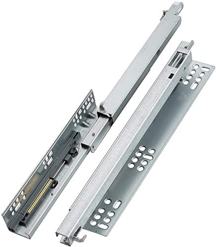 dRAGonFy Gleitschiene, 1 Paar Verdeckte Unterbau-Schubladenführungent Vollauszug, 45,7 Cm, Soft-Close-Schubladenschienen, Höhenverstellbar/60Cm(24Inch)