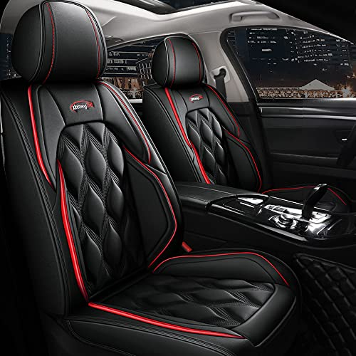 Tuqiang Universal Autositzbezüge Full Set，Vordersitze und Rückbank 5-Sitze Leder Sitzbezüge,Sitzbezug für die meisten Autos, SUVs, Pick-ups,MH109,Schwarz