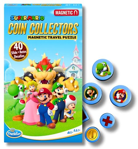 ThinkFun - Super Mario Coin Collector MTP, Puzzle magnetico da viaggio 8+