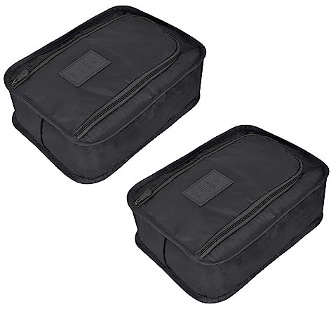 2 St Schuhtaschen Reise für Koffer, Reise-Schuhtasche mit Griff, Wasserfeste Staubdicht Schuhbeutel Nylon, Reiseschuhtasche, Schuhsack Shoe-Bag für Reise Zuhause-Aufbewahrung (Schwarz)