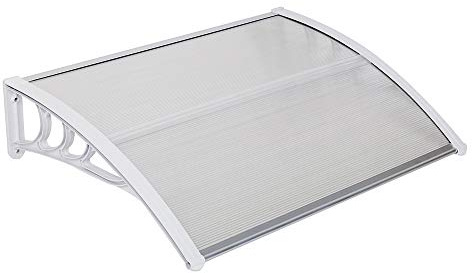 Patio Door Window Awning Canopy, Polycarbonate Cover Front Door Outdoor Patio Awning Canopy UV Rain Snow Protection Hollow Sheet (40 x 32, Clear Board & White Bracket)