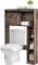 GYMAX Scaffalatura per Bagno, Mobile Salva Spazio Sopra il WC o La Lavatrice, Armadio e 4 Ripiani Aperti, 84 x 17 x 128 cm (marrone)