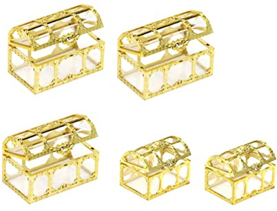 Garneck Tortenaufsatz-set mit Goldener Schatztruhe 5 Stück Kuchendekoration Aus Kunststoff Elegante Tortenaufsätze für Geburtstagspartys Hochzeiten Heimdekoration