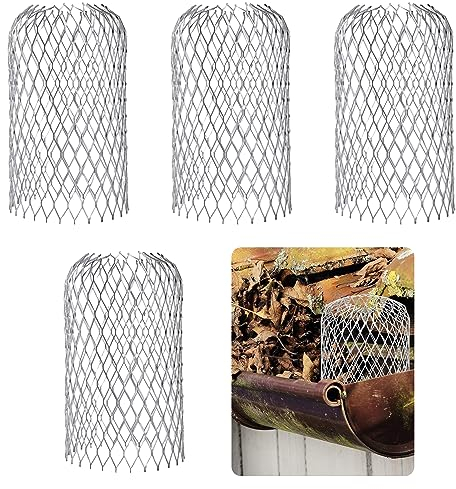 Dachrinnen Laubschutz 4 Stück Dachrinnenschutz Laub Rinnensieb aus Aluminium, Dachrinnen Fallrohrschutz zum Filtern und Blockieren von herabgefallenen Blättern, Laub, Zweigen und Ästen