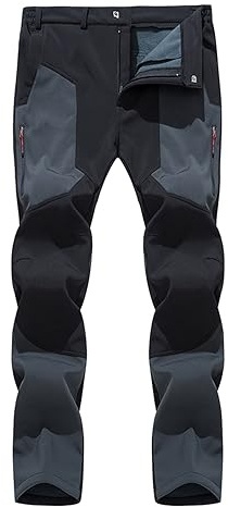 Freiesoldaten Men's Outdoor Fleece Lined Winter Trousers Water-Resistant Fishing Walking Hiking Softshell Ski Pants