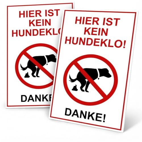 PROlac Beschriftungen Kein Hundeklo Schild 2er-Set – Wetterbeständige Warnschilder – Robuster PVC-Hartschaum – 30 x 20 cm