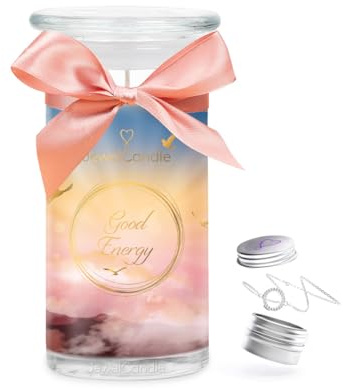 JuwelKerze Good Energy Armband Silber - große Schmuckkerze 80 Std - Duftkerze mit Zitrusduft - Kerze mit Schmuck Überraschung - Geschenke für Frauen