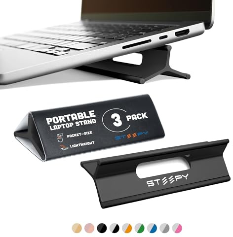 Steepy Portable Laptop Stand for Desk – Adjustable Height, & Portable Laptop Holder – Ergonomic Computer Stand for Cooling & Comfort – Slip-Proof, Sturdy Design – Universal Fit for 13-17 Inch Devices