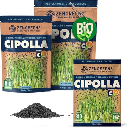 ZenGreens® - Semi di cipolla biologico - Scegli tra 10g, 200g e 500g - Germogli di cipolla - Germinazione superiore al 97% - Microgreens