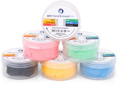 AFH TheraPIE Knete® Light MINI | 15 g | 6er Spar-Set | weich - extra Fest | Therapieknete, Knetmasse Handtherapie