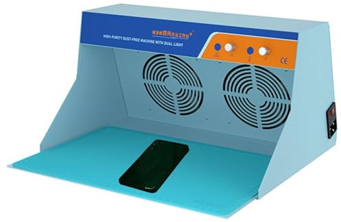 Arbeitstisch for staubfreie Räume, Mini-Vertikal-Laminar-Flow-Haube, Luftstrom-Reinigungsbank,zwei Lüfter und HEPA-Filternetz,einstellbare Windgeschwindigkeit, for die Reparatur von Mobiltelefon-LCDs