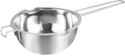 F Fityle Chaudière en acier inoxydable, bol de fusion avec 2 becs, à soupe, pour faire fondre le fromage, le beurre, le bain-marie, pour fête en plein, 1000ML