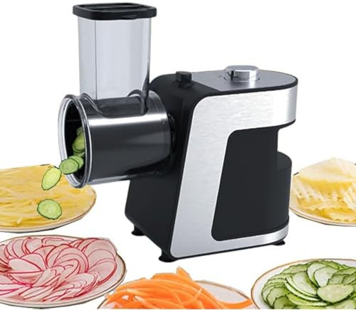 HSRG Electric Cheese Grater, 1000W Electric Shredder Salad Maker with 5 Interchangeable Cones, One-Touch Control Electric Grater Machine for Vegetable and Fruit, for Cheese, Cucumber, Carrot