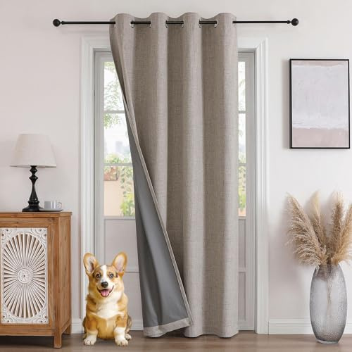 Joydeco 100% Blickdichte Vorhänge in Sondergröße mit Ösen Gardinen Leinenoptik, Verdunkelungsvorhang Leinen Weiß Thermovorhang Hitzeschutz, für Schlafzimmer Wohnzimmer 1 Stück
