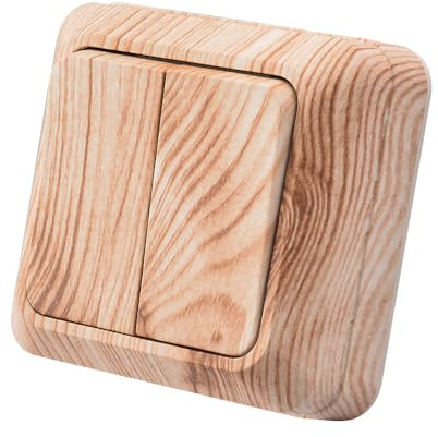 Wechselschalter, Wandschalter, Holzmaserung, weiß, 2-Wege-Schalter, 86 mm, mechanischer Wandschalter, 10 A, 250 V