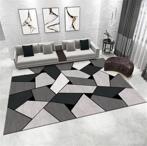 DJHWWD Teppich Groß grosser Teppich Modernes geometrisches Muster waschbar Teenager-Schlafzimmer Teppich 70x140CM Grau Teppich groß Teppich ankleidezimmer