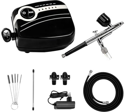 Airbrush Set, Airbrush Set mit Kompressor, Dual-Action Airbrush Set,Tragbares Airbrush Set,Dein Komplettset für Modellbau, Haut, Nails und vieles mehr