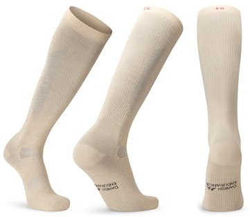 DANISH ENDURANCE Calcetines de Compresión Algodón Orgánico, Mujer y Hombre, Deporte, Recuperación, 1 y 3 Pack, Beige, 43-47