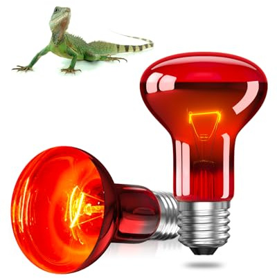 GlowUp E27 Reptile Ampoules Chauffantes 50W Rétro Éclairage Infrarouge Lampe De Chaleur Ampoule Spot Basking Pour Dragon Barbu, Lézard, Tortue, Reptiles & Amphibiens, Dimmable, 2 Paquets