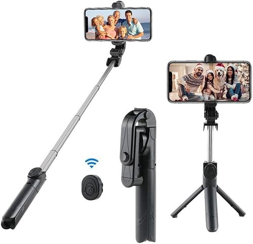 Wireless Selfie Stick, Extendable 3-in-1 Tripod Stand, Detachable Wireless Remote Selfie Stick, Support Video Record for iPhone 17/16/15/14/13/12 Pro Max, Samsung Smartphones, Android Devices
