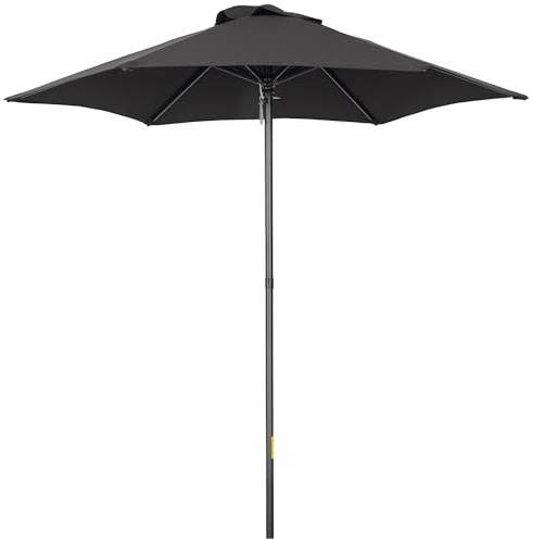 Outsunny Sonnenschirm Ø196 cm Balkonschirm Windfest Schwarz