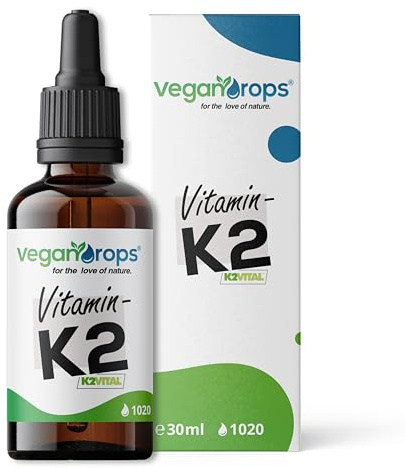 Vegan Drops® - Vitamin K2 Tropfen als bioaktive MK-7 Form mit dem Markenrohstoff K2 Vital® - 200µg pro Tagesdosis - 1020 Tropfen, 102 Tage Reichweite - vegan, ohne Alkohol & in Deutschland produziert