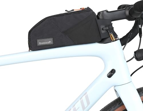 Rhinowalk Fahrrad Dreieckstasche 1.2L,wasserdichte Rahmentasche Schwarz | mit Handyhalterung, kleine Fronttasche mit Schraub- oder Gurtbefestigung – Passend für die meisten Fahrräder