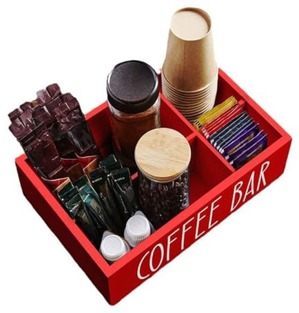 Generico Organizzatore Per Stazione Del Caffè | Portacapsule con Divisori Rimovibili | Contenitore Legno Per Tè E Bevande Per Casa Ufficio Hotel Viaggi