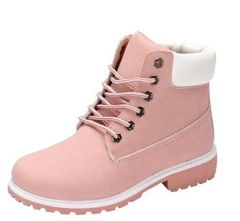 Generisch Botas ortopédicas para mujer, botines de invierno cómodos, antideslizantes, con cordones, ligeras, cortas, antideslizantes, anchas, botas cortas de invierno, cálidas, Rosa., 40 EU