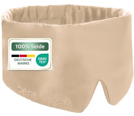 bene-sleep® Premium Seidenschlafmaske – 100% lichtdicht – Wolkenweiche Polsterung – Augenbrille für erholsamen Schlaf – Hautfreundlich & luxoriös – Für längeren REM-Schlaf und schnelleres Einschlafen