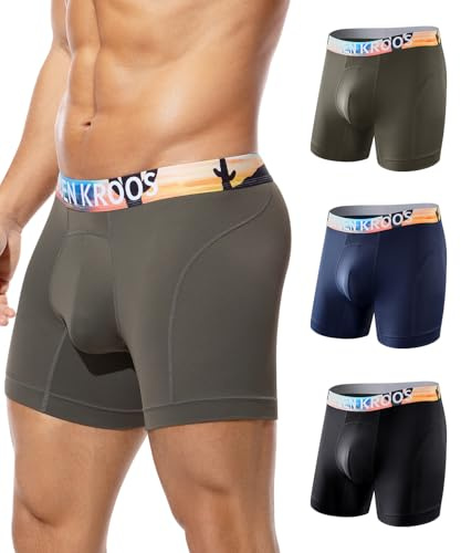 Arjen Kroos Boxer Long Homme Microfibre Caleçon Sport sous-vêtements 3-Pack | Caleçon à Jambes Longues, Séchage Rapide, Respirante et Douce, Ceinture Large, Doublure Absorbante, Sport et Quotidien