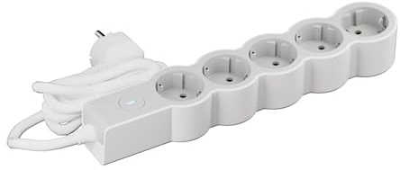 LEGRAND Bloc multiprise avec Interrupteur, avec 5 Prises 2P+T, 3 m, Blanc et Gris Clair 694438