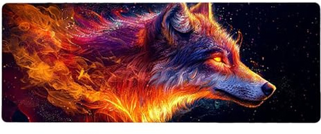 Large Mouse Mat, 30x60cmx3mm, Gaming Mouse Pad, Rubber Base, Stitched Edges, Water Resistant Easy Clean, For All Types, Extend Desktop Protection, Office Men's Gifts, Wolf Colored D1YY-649