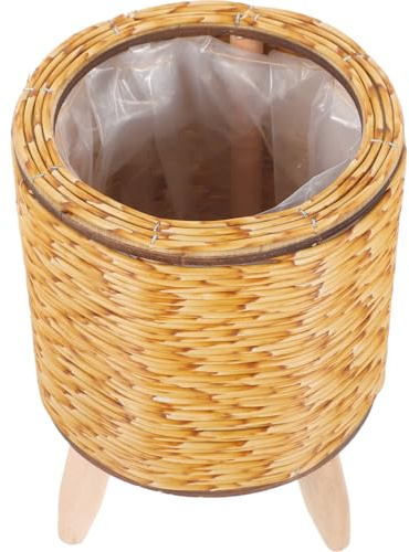 Alipis Support pour Plante Verte en Bois à Trépied, Style Moderne | Cache Pot Rotin sur Pied, Panier pour Plante Interieur, pour Salon Cuisine