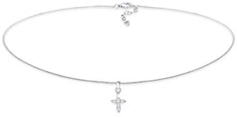 Elli Halskette Damen Choker Kreuz Religion mit Zirkonia Kristallen in 925 Sterling Silber