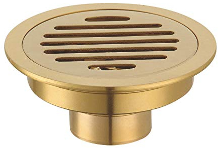 Ruixinshi 10cm Ronde en Laiton Cache Siphon de Sol Douche Siphon de Sol à Grille égouttoir à déchets Gold,3