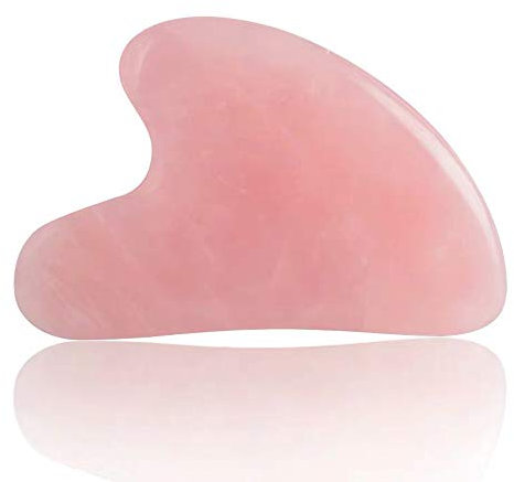 Real Jade Roller für Gesicht, Pink Facial Roller Gua Sha Set, 100% Natürlicher Rosenquarz Jade Massagegerät Stein für Gesicht Augen Hals Anti-Aging Abnehmen & Straffung (Gua Sha Canada)