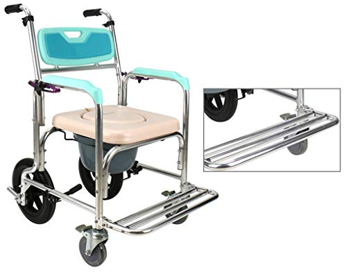 Duschstuhl Leicht zu bewegender Duschstuhl mit 4 Rädern/Duschhocker Rollstuhl Toilettenstuhl Waschhocker/Geeignet für Schwangere Senioren mit Behinderung/Max 100 kg Tritt Hocker