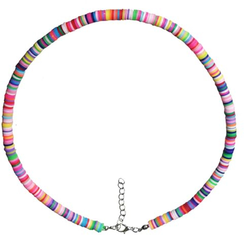 Holibanna Bunte Frauen Halskette Weiche Runde Tonstücke Strand Freizeit Schmuck Leichte Metallkette Für Party Festival 17.72 Zoll Länge