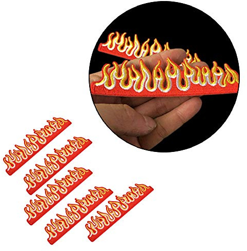 Wixine 5 x Flicken zum Aufnähen oder Aufbügeln mit Flammen, zum Aufnähen oder Aufbügeln