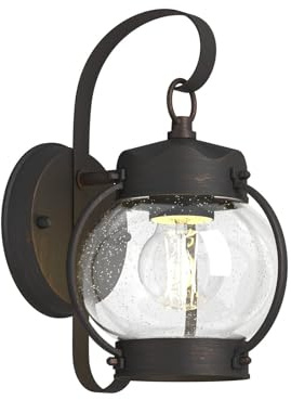 Lindby Wandleuchte außen Gerlo (Landhaus, Vintage Rustikal) in Braun aus Aluminium (1 flammig E27) - Außenwandleuchten Wandlampe Led Außenlampe Outdoor für Außenwand/Hauswand Haus